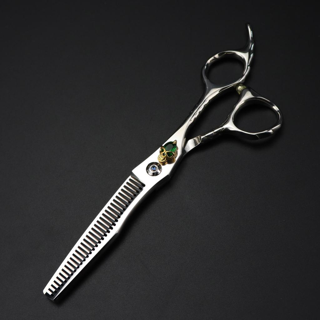 6.0 Inch Nimpson Skull Handle Personality, Hair Scissors, Barber Scissors, Flat Scissors, Tooth Scissors