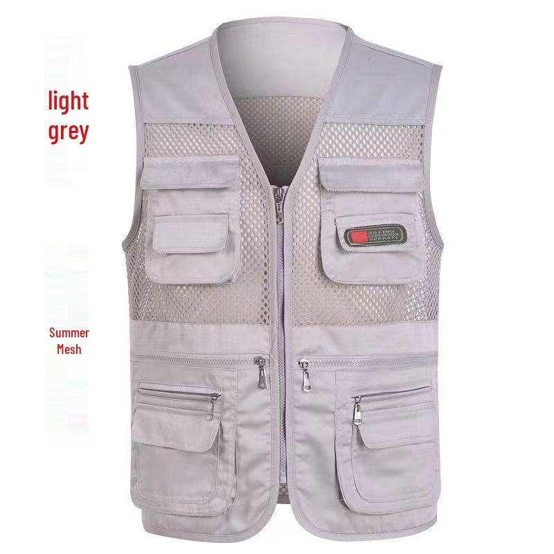 Men's Multi-Pocket Tactical Vest for Fishing and Photography - Mesh Design for Spring, Summer, and Autumn