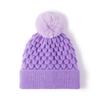 Autumn Winter Women's Outdoor Warm Thick Cold Hat with Wool Ball Brimless Velvet Knitted Yarn Hat