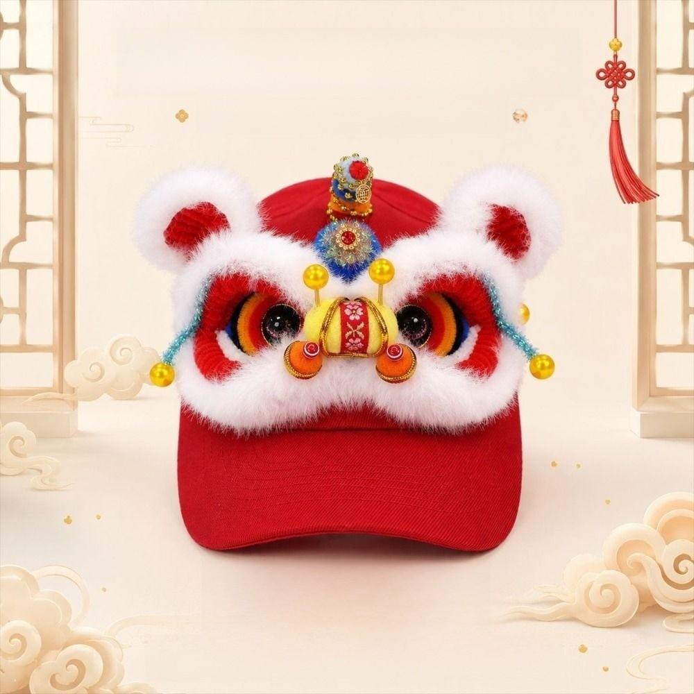 Plush Baseball Cap Versatile Style Casual Beach Cap New 3D Lion Dance Hat