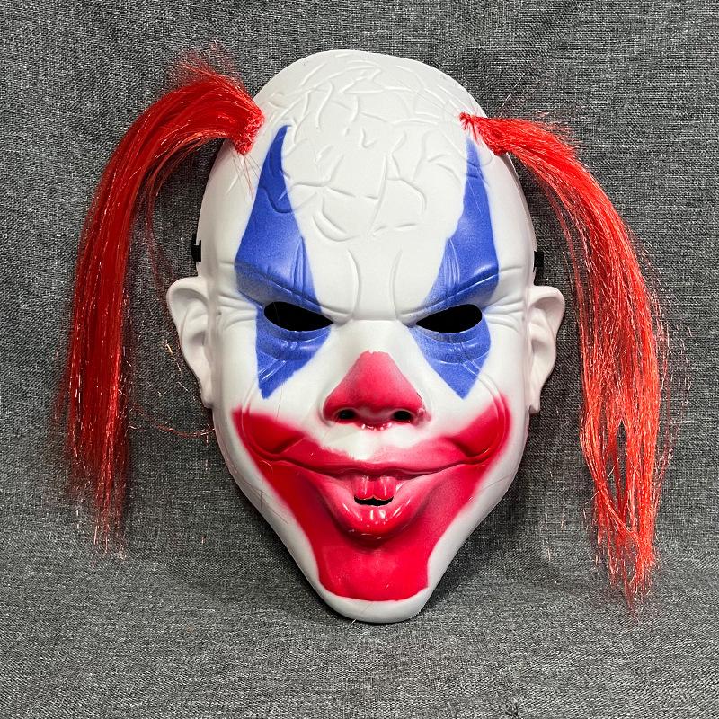 1Pcs Halloween Horror With Double Ponytail Mask Full Face Funny Terror Decoration Ghost Mask Cosplay Clown Costume Party Props