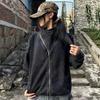 Unisex Retro Washed Black Hoodie: New Autumn Design, Loose Fit, Versatile Cardigan Outerwear.