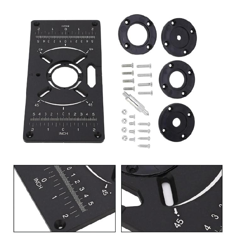 Lightweight Aluminum Router Table Insert Plate with 4 Insertion Rings For Crafting And Detailed Woodworking Tasks