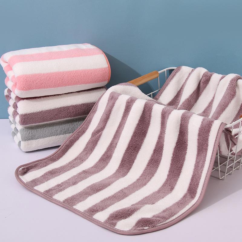 Soft High-Density Coral Fleece Towel - Absorbent, Thick Face & Hair Drying with Fresh 3D Floral Design