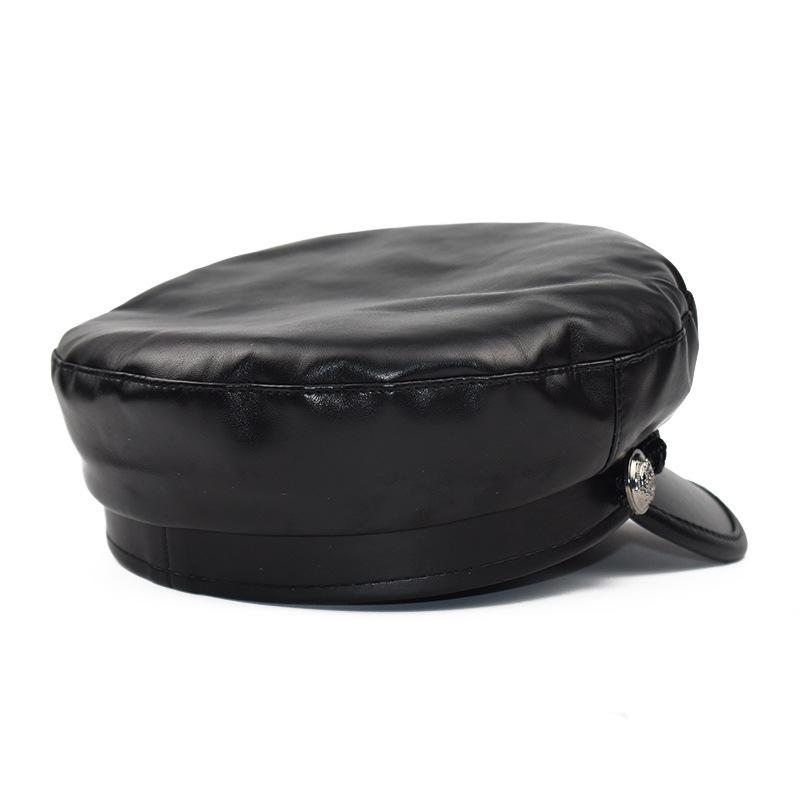 Navy hat temu military hat belt beret fashion cap PU octagonal hat flat top cap British hat