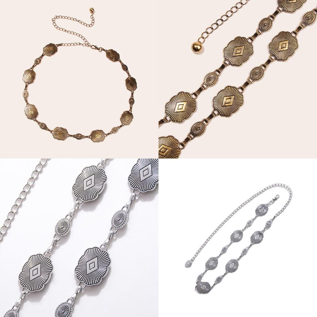 Artistic Metal Waist Belt With Hook Closure For Bohemian Fashion Girls