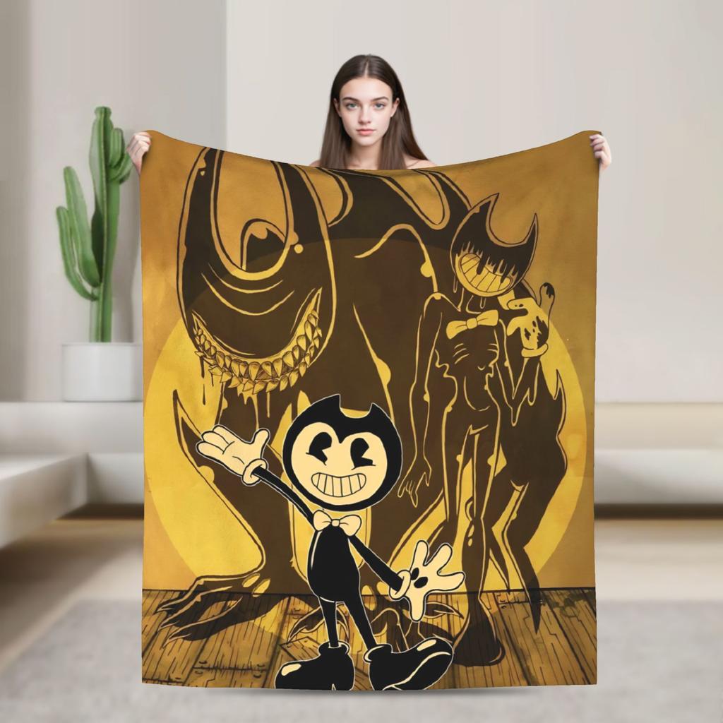 Bendys Horror Game Inked Machines Fashion Blanket Puzzle Fuzzy Funny Warm Throw Fashion Blanket for Home Spring Autumn Couch