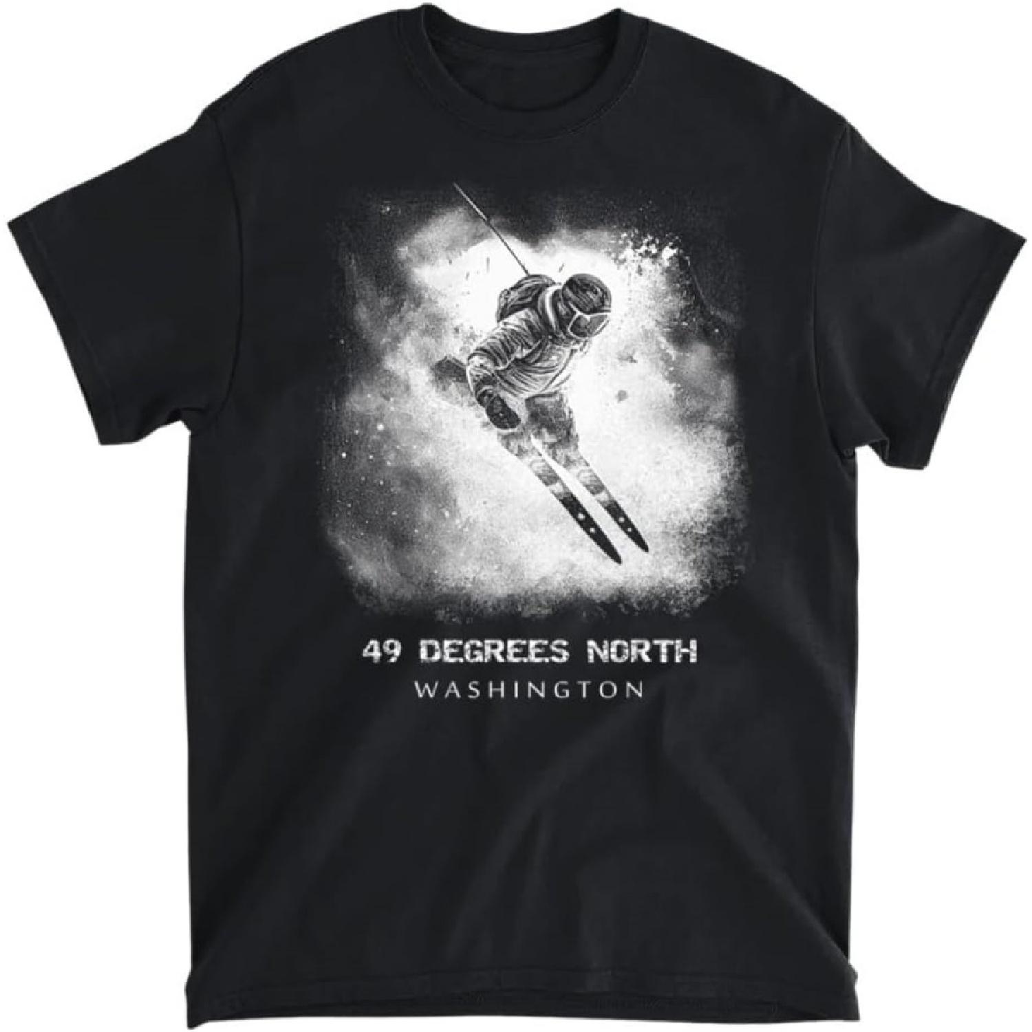 

49 Degrees North Washington Ski Skiing Skier T-Shirt 2, Tank Top, Long Sleeve, Sweatshirt, Hoodie Men Women Kids Made in Canada Black Size S-3XL XXXXXL різнокольоровий