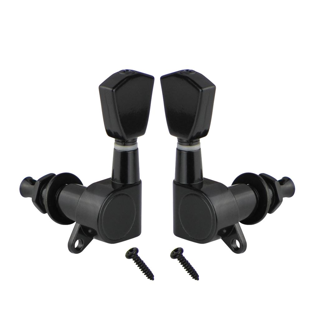 FLEOR Set of Closed Guitar Tuning Keys Machine Heads Tuners 3L3R String Tuning Pegs Sealed ,Black/Silver Option