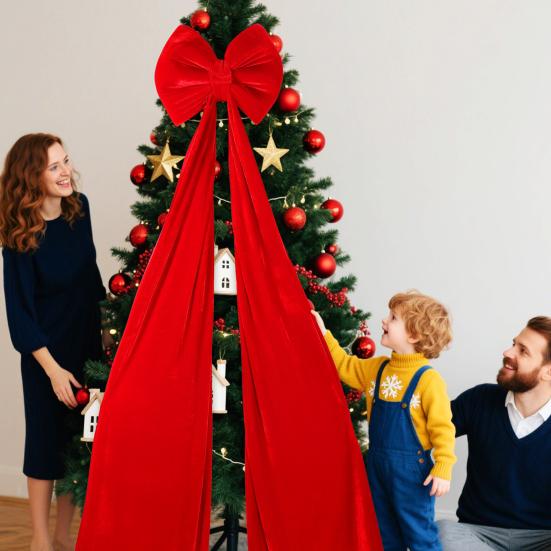 Christmas Tree Topper Decorative Bow Tie for Christmas Holiday Decoration Ribbon Hanging Bows Indoor Outdoor Festive Atmosphere Gift
