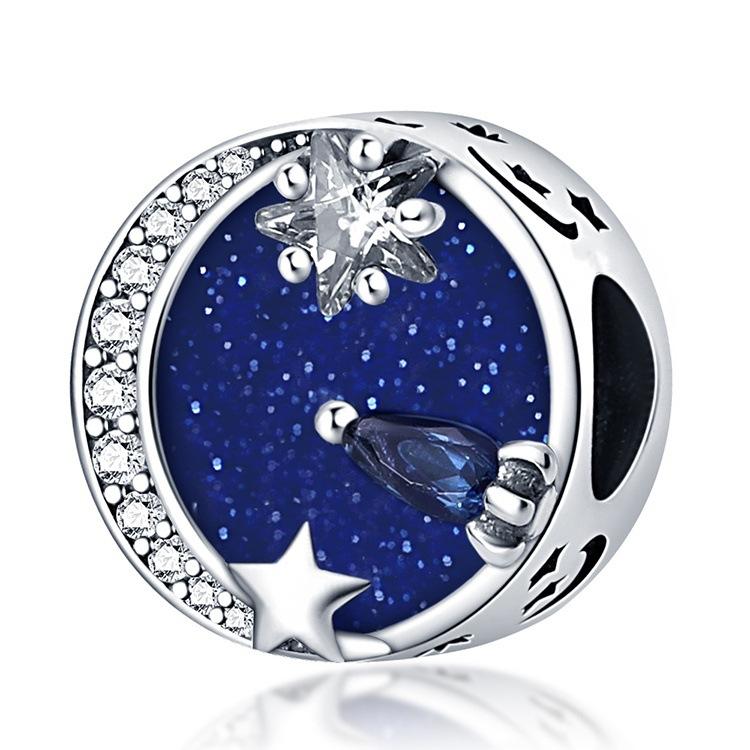 S925 Silver DIY Charm Beads Cosmic Galaxy Starry Sky Design for Bracelet Necklace Jewelry Making