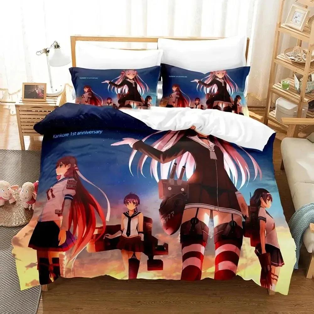 Anime Kantai Collection Bedding Set Duvet Cover Bed Set Quilt Cover Pillowcase Comforter King Queen Size Boys Adult Bedding Set