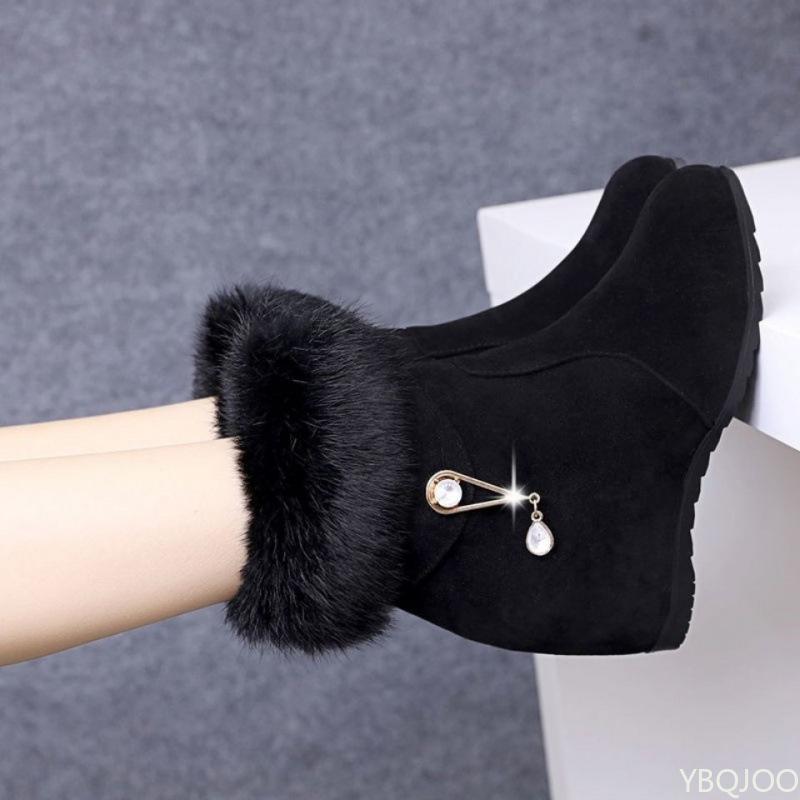 Women's Winter Thick Cotton Boots with Increased Height Warmth Simplicity Comfort Anti Slip Wear-resistant Women's Short Boots
