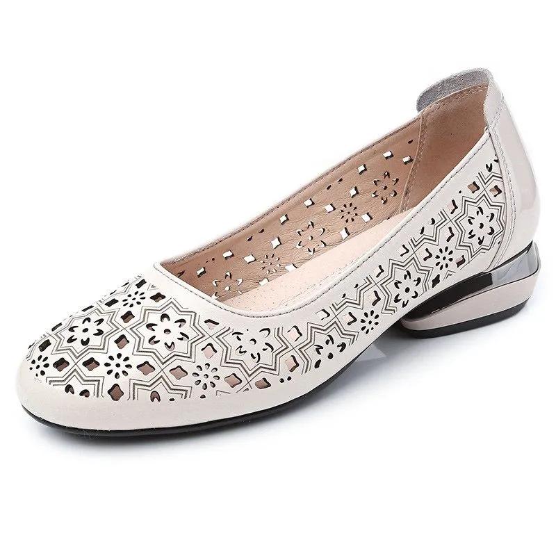 

Мода GKTINOO 2025 Летняя Мода Женская Обувь Перфорированные Женские Повседневные Средние Высокие Каблуки Tenis Feminino Босоножки из Натуральной Кожи 12