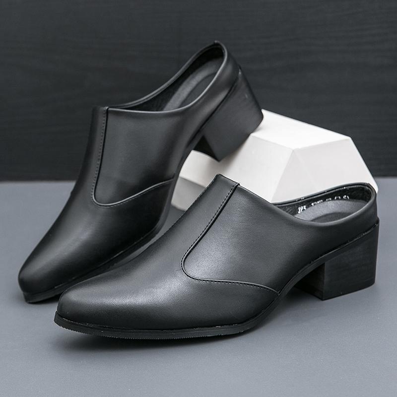 Fashion Men Half Dragged Leather Shoes British One Step Casual Comfortable Fashion Leather Shoes Men Business Brand Shoes Size 38-46