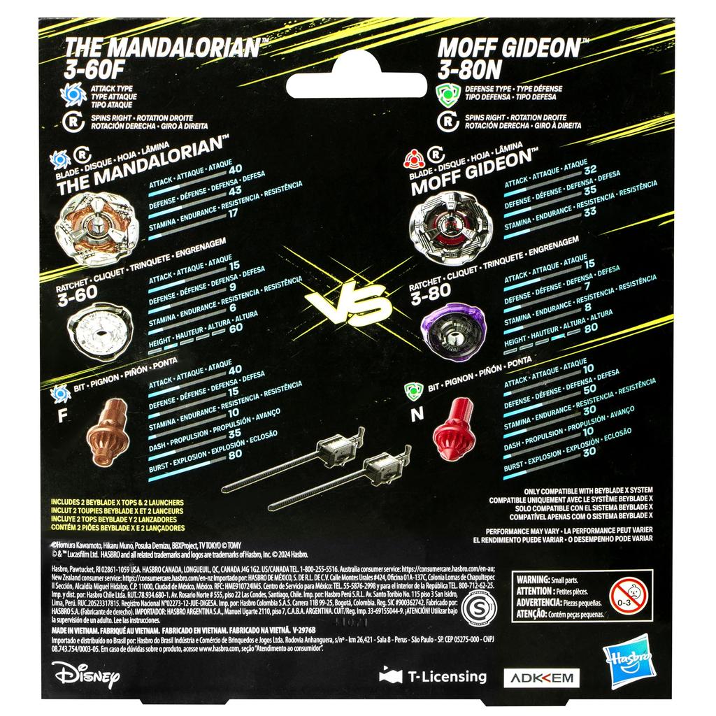 Beyblade X X Star Wars Mandalorian Moff Gideon Multipack Collaboration 3-60F Vs. 3-80N,