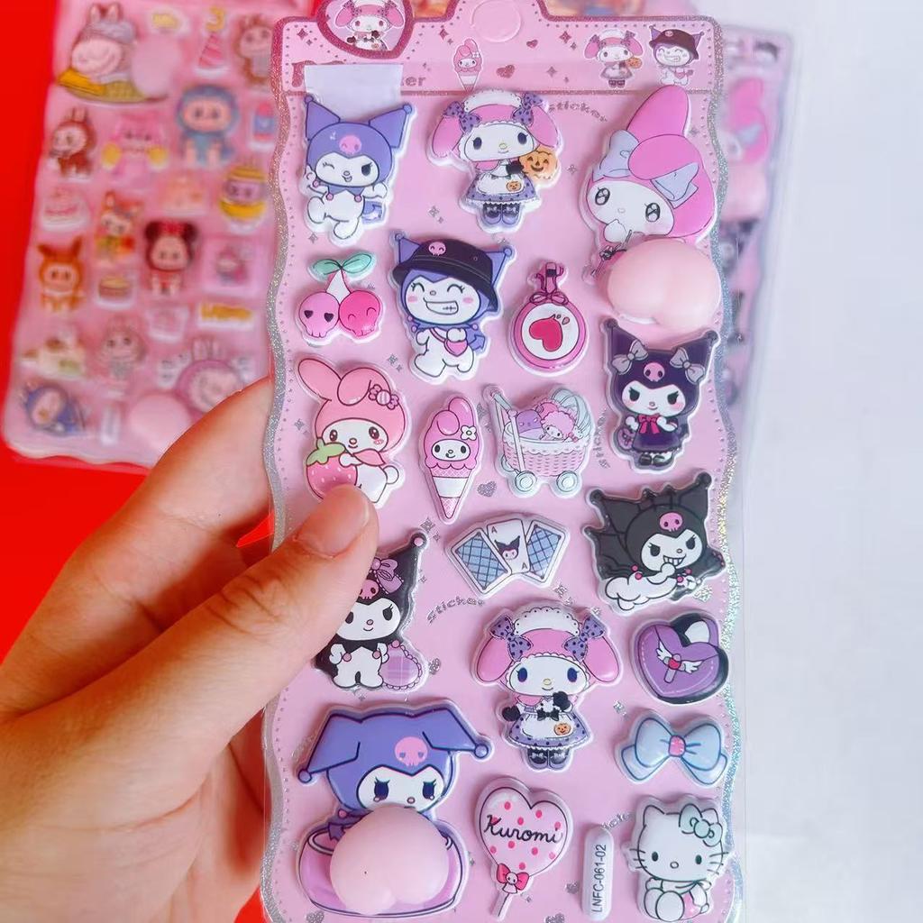 3D Kawaii Kitty Sticker Happy Buttocks Cartoon Soft Pinched Children'S Decompression Bubble Sticker Phone Case Decoration