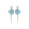 Long Style Pearl Earrings Peach Tea Color Zinc Zinc Alloy Earrings Fashion Jewelry  Vacation Style