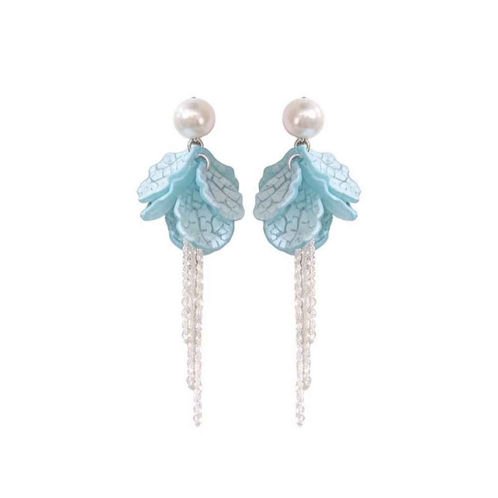 Long Style Pearl Earrings Peach Tea Color Zinc Zinc Alloy Earrings Fashion Jewelry Vacation Style
