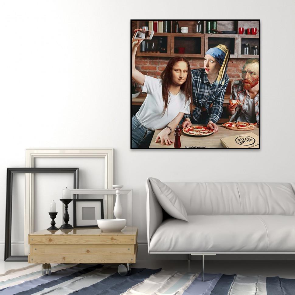 Funny Famous Figure Canvas Painting Mona Lisa Van Gogh Posters and Prints Wall Art Pictures for Living Room Home Decor Cuadros