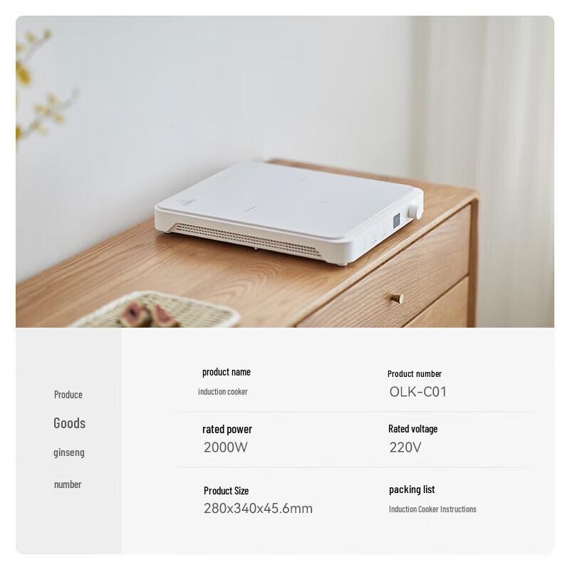 Ouleike Lishi 2200W Ultradünner Induktionskochfeld CN-Stecker (Adapter enthalten)