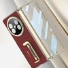 Vegan Leather Case For Vivo X Fold5 Fold 5 Magnetic Suction Hinge Axis Protection Screen Protector Metal Stand Finger Grip Cover