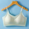 Black Seamless Wireless Bra with Adjustable Thin Straps and V-Neckline