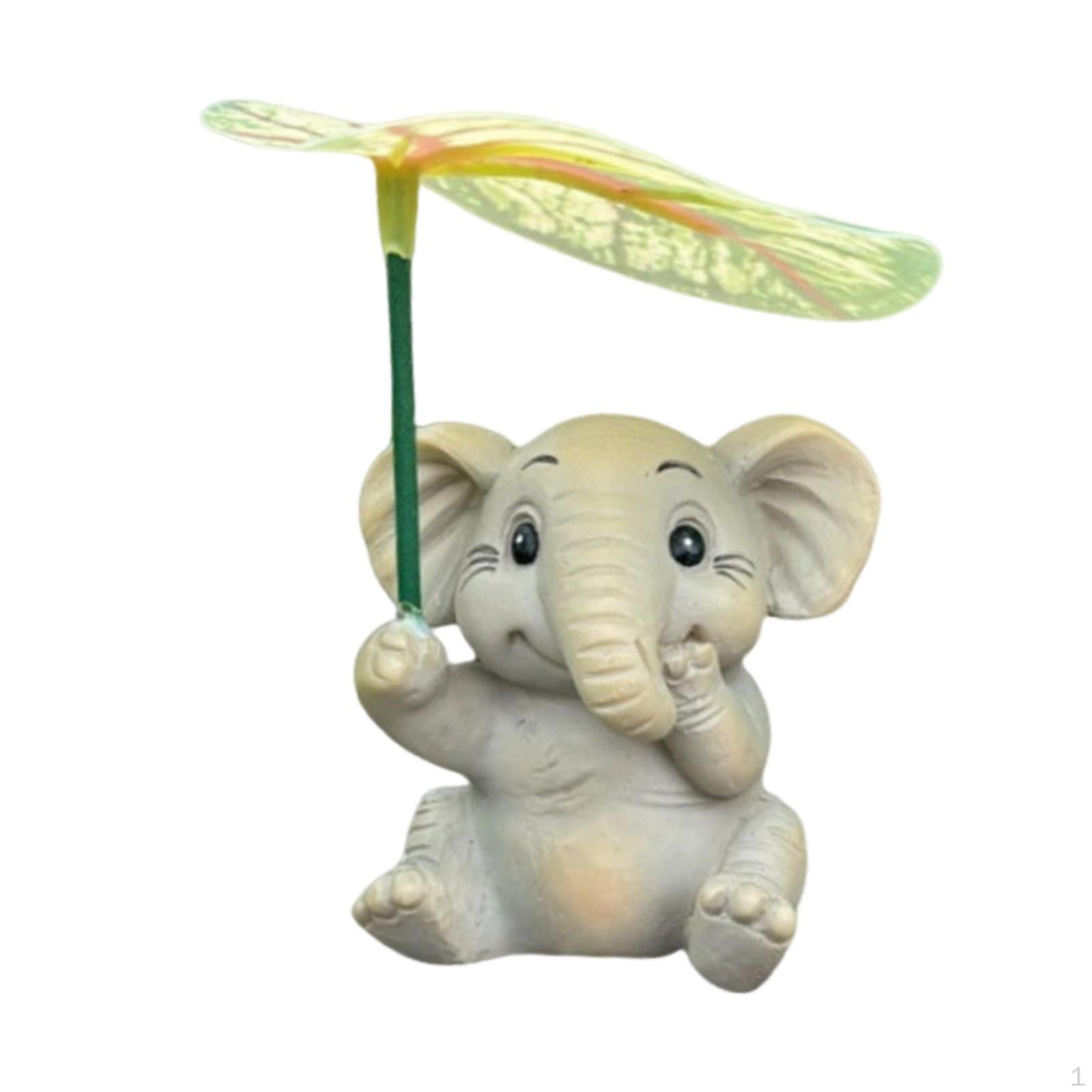 Collection of Resin Sculptures Small Animals, Hand-painted Figures, Miniatures for Garden, Ponds, Elephant