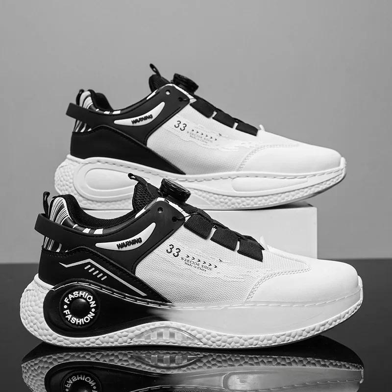 LATV Mens Sneakers with Rotating Buckle Comfy Non Slip Lace Up Durable Shoes for Mens Outdoor Activities