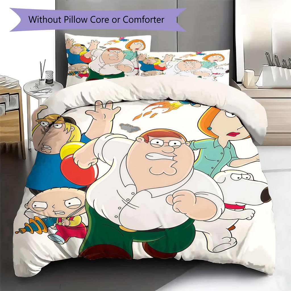 Rodinný typ Vzor Povlečení Sada prošívaných dek Quilt Cover Povlak na polštář Domácí dekorace Dárek k narozeninám (1 * povlak na peřinu + 2 * povlak na polštář, bez jádra)