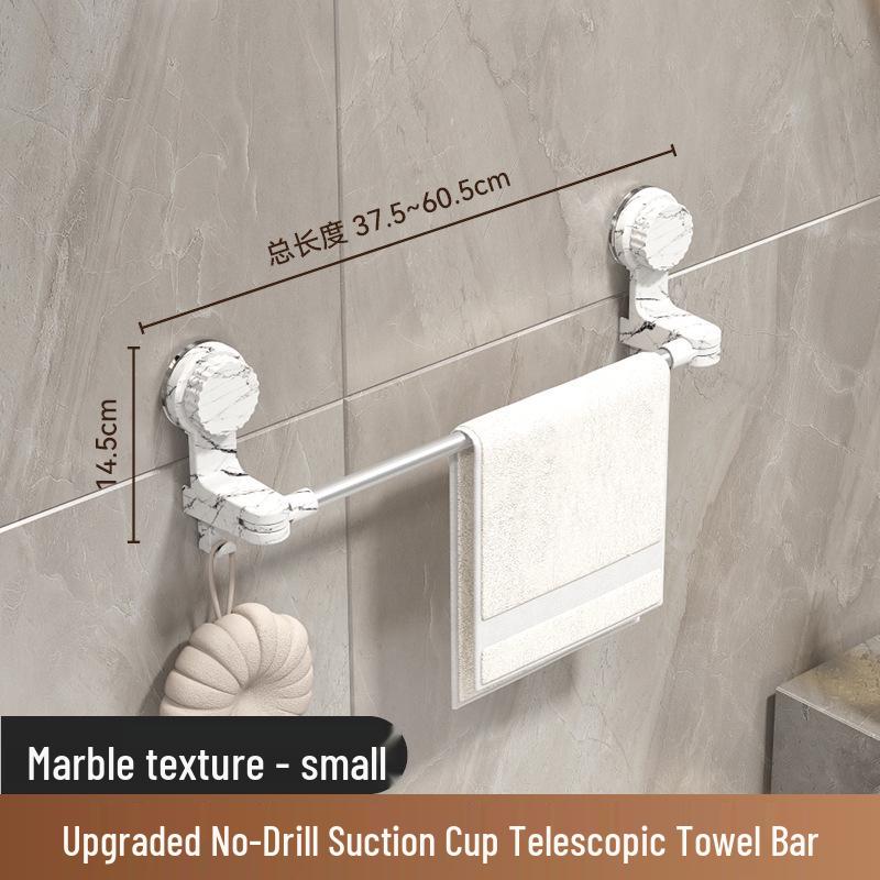 

Non-Drill Suction Cup Towel Rack: Extendable Bathroom Storage Shelf & Organizer