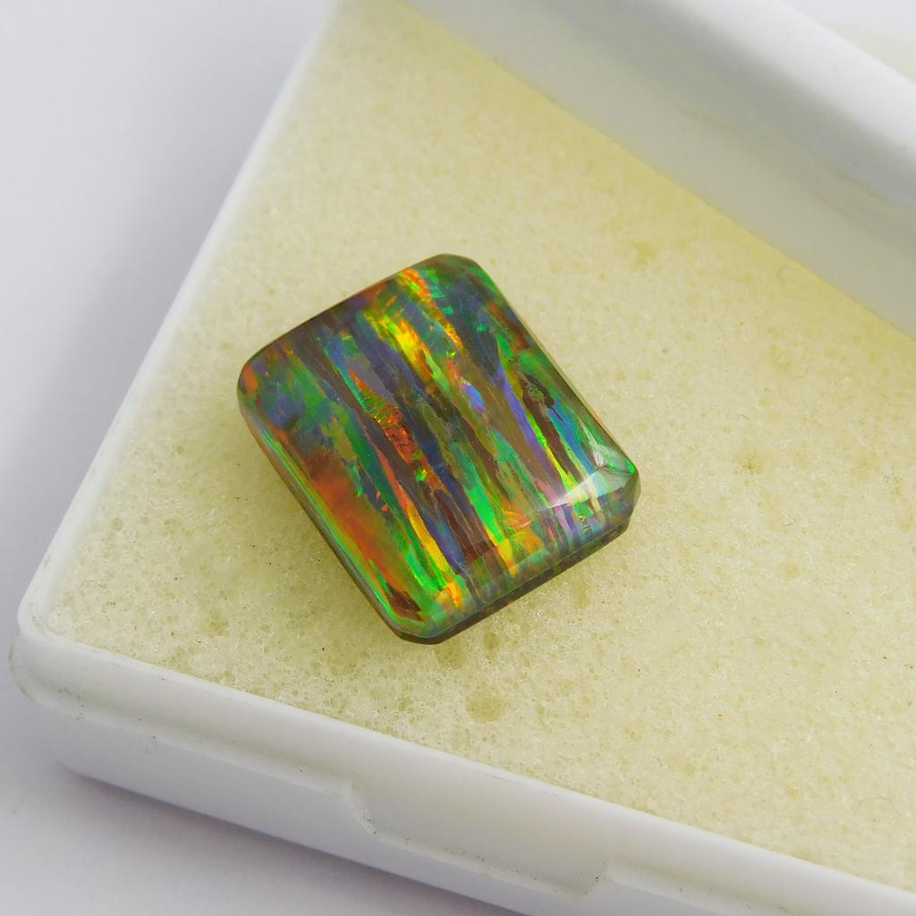 Lab Created Doublet Opal 7.55 Ct Emerald Cut Stunning Certified Loose Gemstone