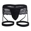 Men Club Garter Boxers U Convex Breathable Bouncy Solid Color Lace Clubwear See-through Flower Embroidery Nightclub Boxers Inner Wear Clothes