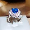 Silver New Bright Luminous Love Flowers Color Sapphire Diamond Ring Female Multi-faceted Zircon Jewelry Party Gift