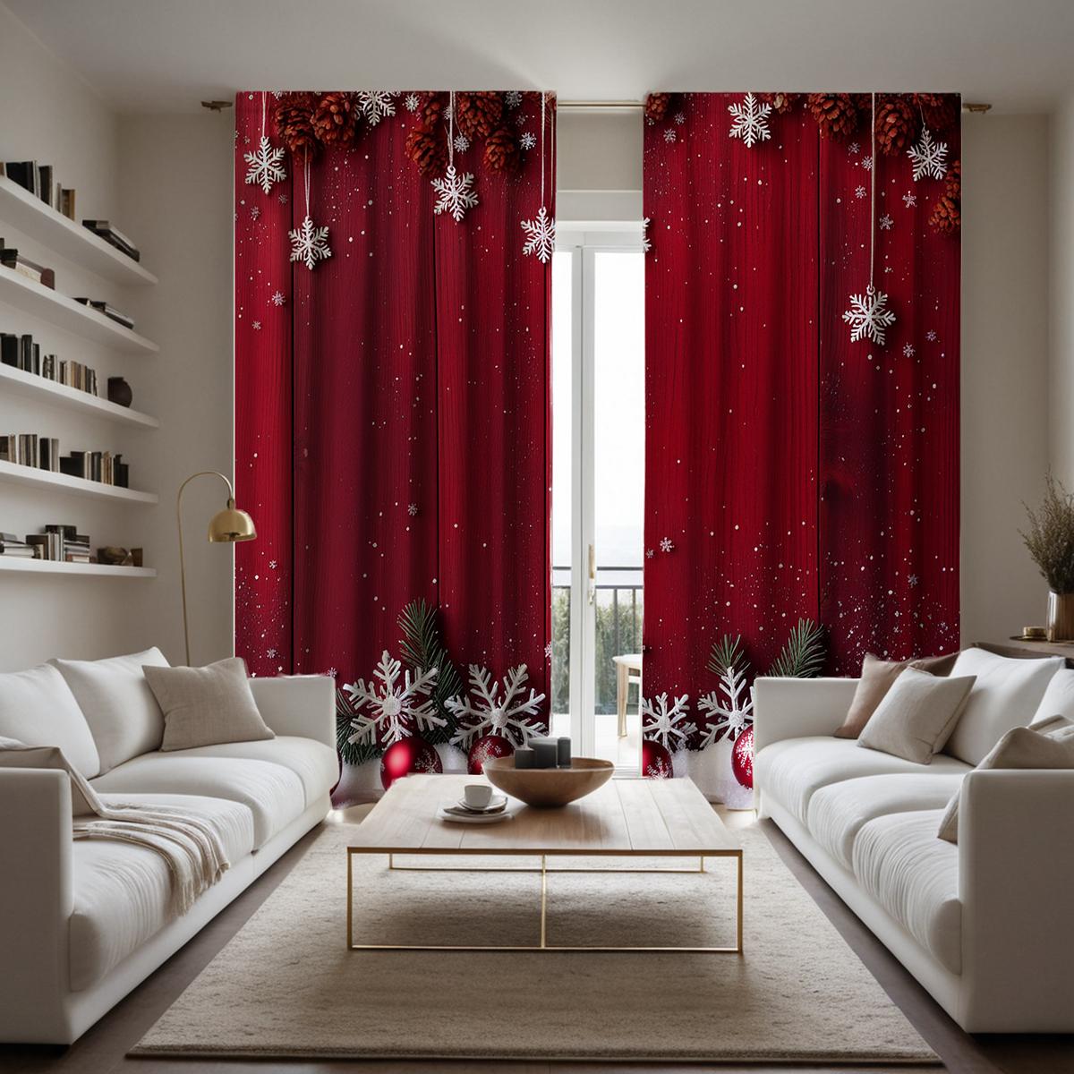 

2-х компонентные HD цифровые красные цветочные праздничные шторы для украшения дома, стиль украшения гостиной, спальни, штанга для занавески ef W52H63inchW132H160cm