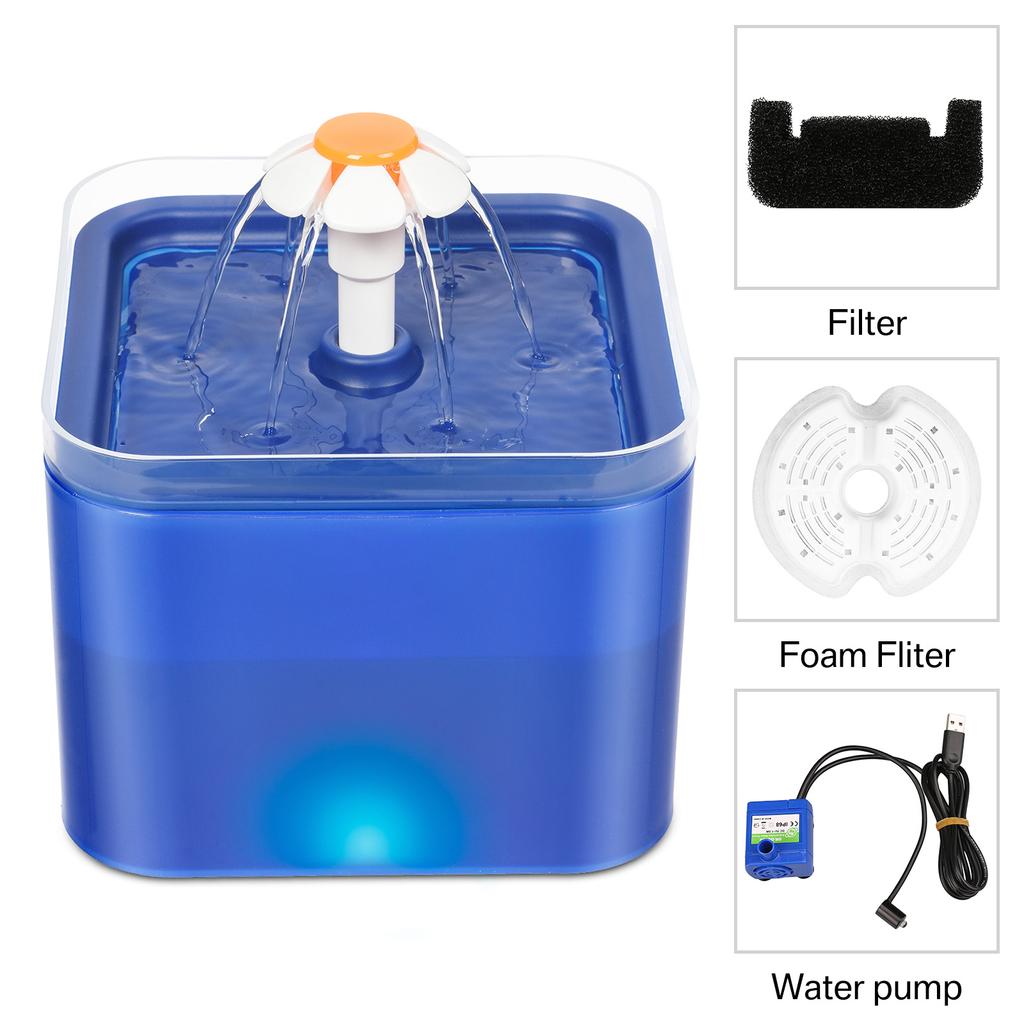 Cat Water Fountain Auto Filter  LED Lighting USB Electric Mute Cat Drinker Bowl 2L Recirculate Filtring Drinker Water Dispenser