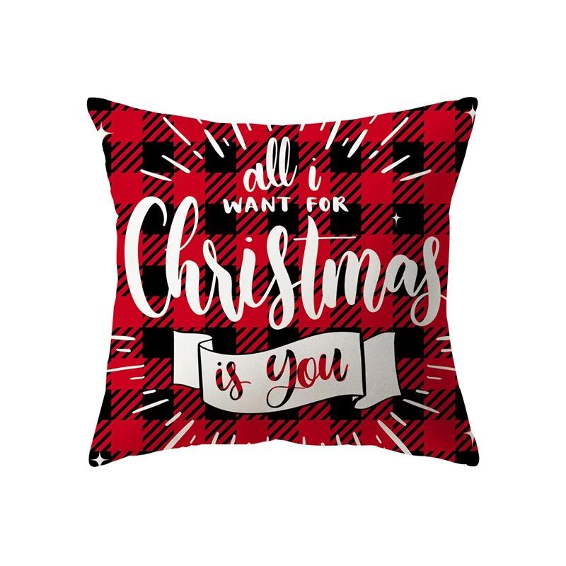 Christmas Decoration Theme Cartoon Print Pattern Cushion Cover For Home Living Room Sofa Pillow Cover