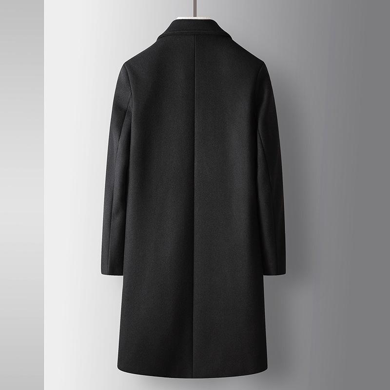 Autumn and Winter Thickened Long Padded Single-sided Woolen Trench Coat with Two Buttons, Business Wool Jacket