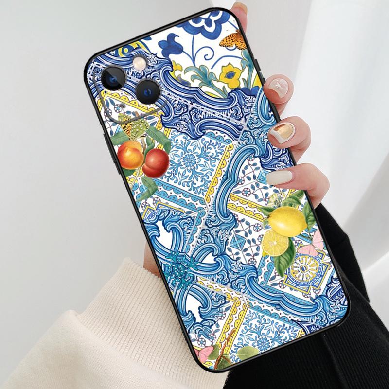 Capa de Telefone Limão Mediterrâneo Para iPhone 17 Pro Max 14 13 12 11 15 16 Pro Max mini 16 15 Plus 16e 17 Air Cover