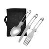 Outdoor Tableware 304 Stainless Steel 3-Piece Set: Knife, Fork, Spoon for Camping & BBQ