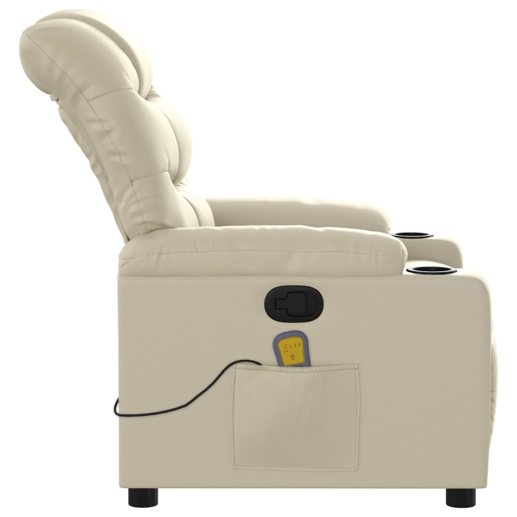 Massage Chair with Relax Function Artificial Leather Cream