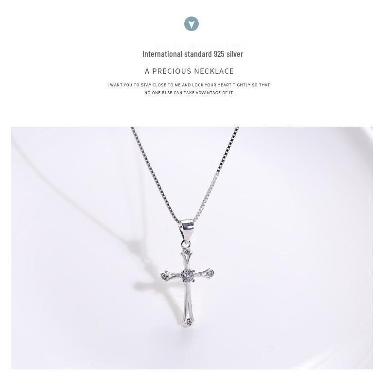 Wanying S925 Sterling Silver Cross Pendant for Women - European & American Fashion Celebrity Inspired Jewelry