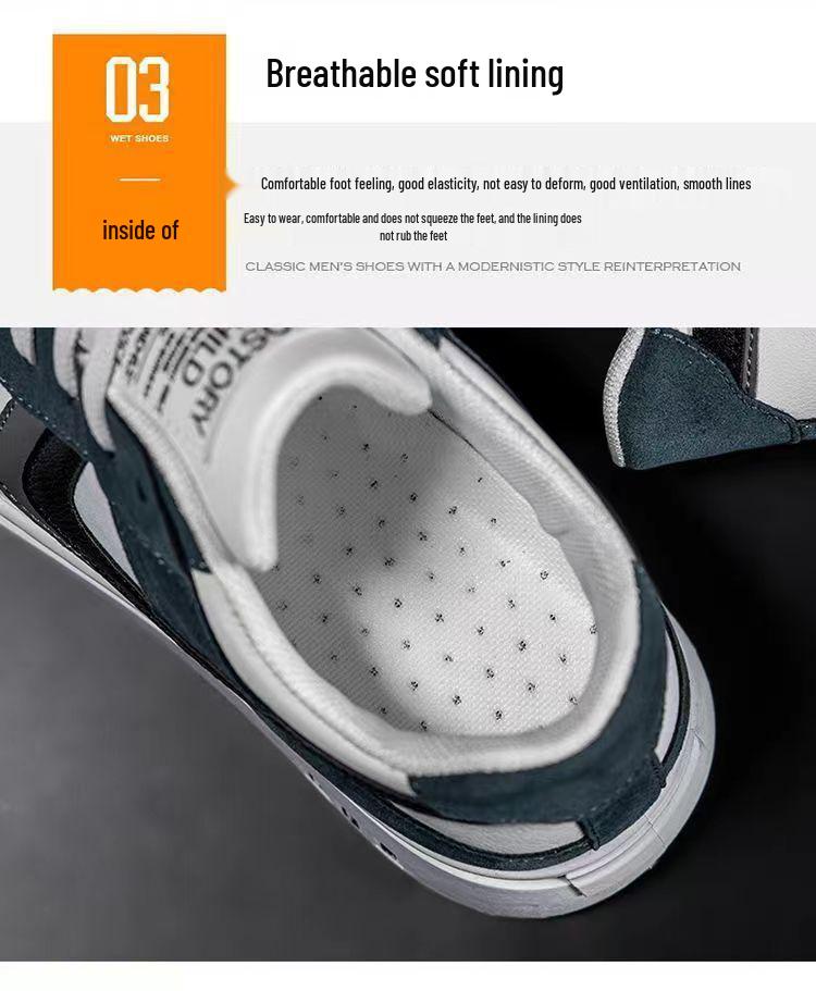 2024 Versatile Men's Black & White Soft Sole Skate Shoes - Breathable, Trendy Korean Style for Casual Wear, Hot Selling Among Students.