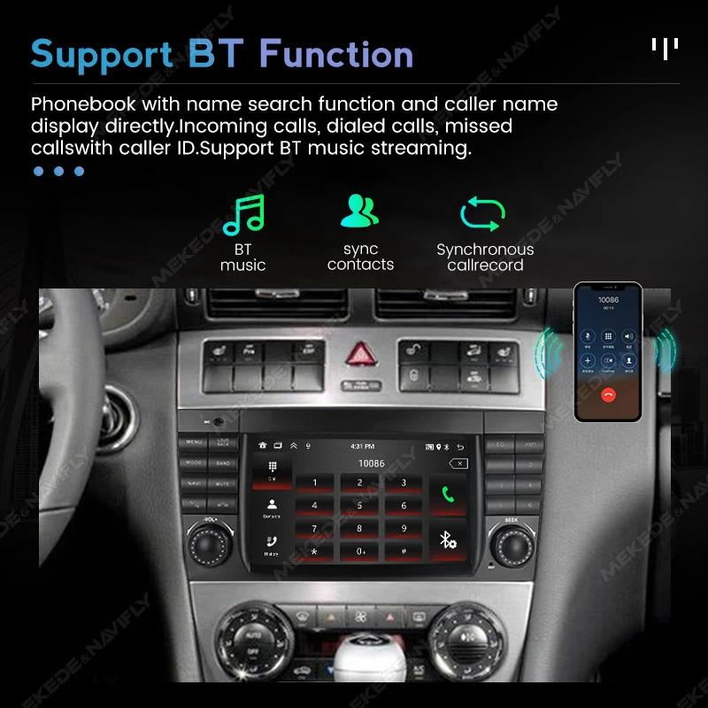 7-inch Android 13 Car Radio Suitable for Mercedes Benz C Class W203 C200 C230 C240 C320 C350 2005-2009 Carplay Auto GPS FM Audio