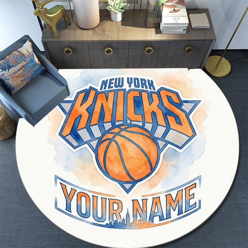 Custom Name New York Knicks2 Round Area Rug,Carpet Rug for Living Room Bedroom Sofa Playroom Decor,Non-slip Floor Mat