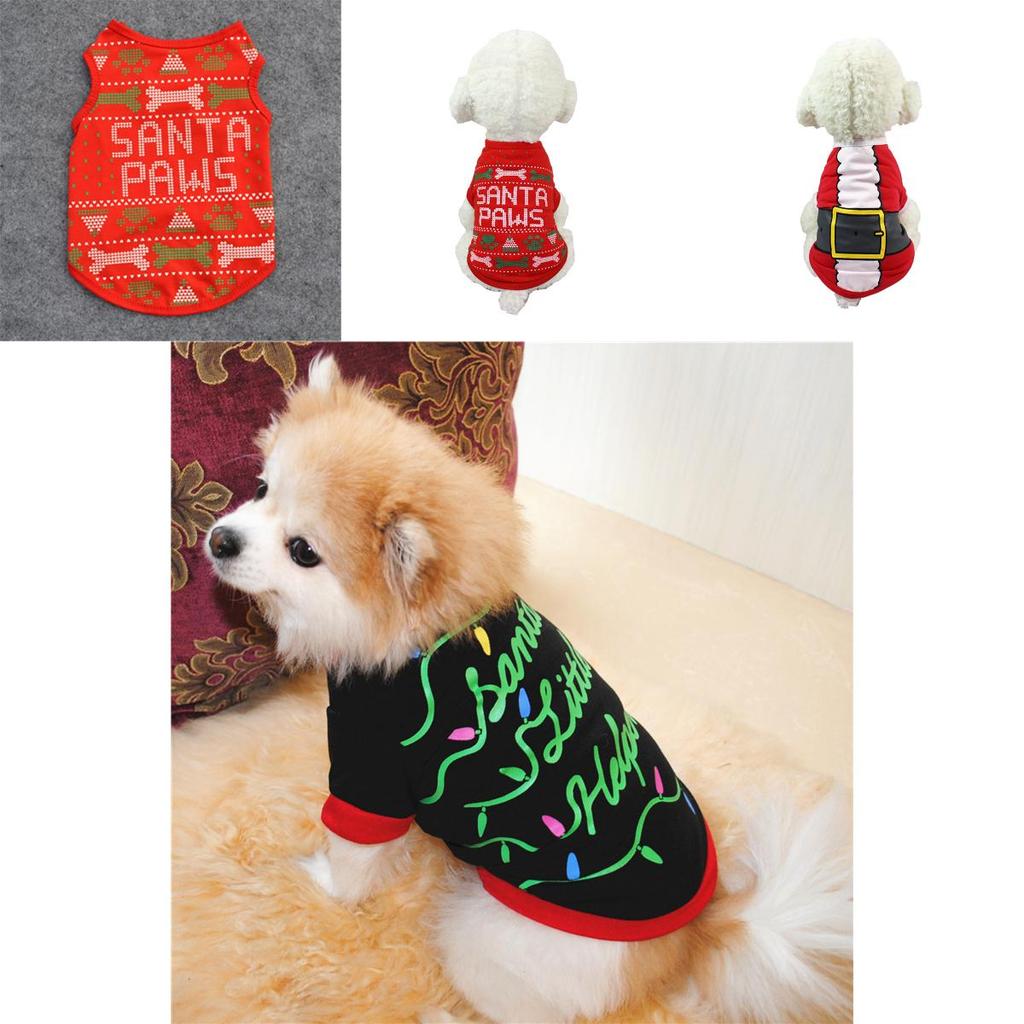 Adorable Dog Cat Puppy Christmas Pullover With Santa Elf Design For Xs/s/m/l/xl Pets