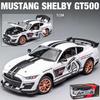 Maßstab 1:24 Mustang Shelby GT500 Druckgussauto-Modellspielzeug, zurückziehbares Spielzeugfahrzeug mit Ton und Licht für Kinder, Kleinkinder, Jungen und Mädchen, Geschenkkollektion