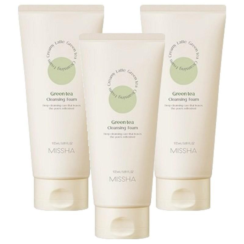 Missha Creamy Latte Cleansing Foam Green Tea, 172ml, 3 pcs