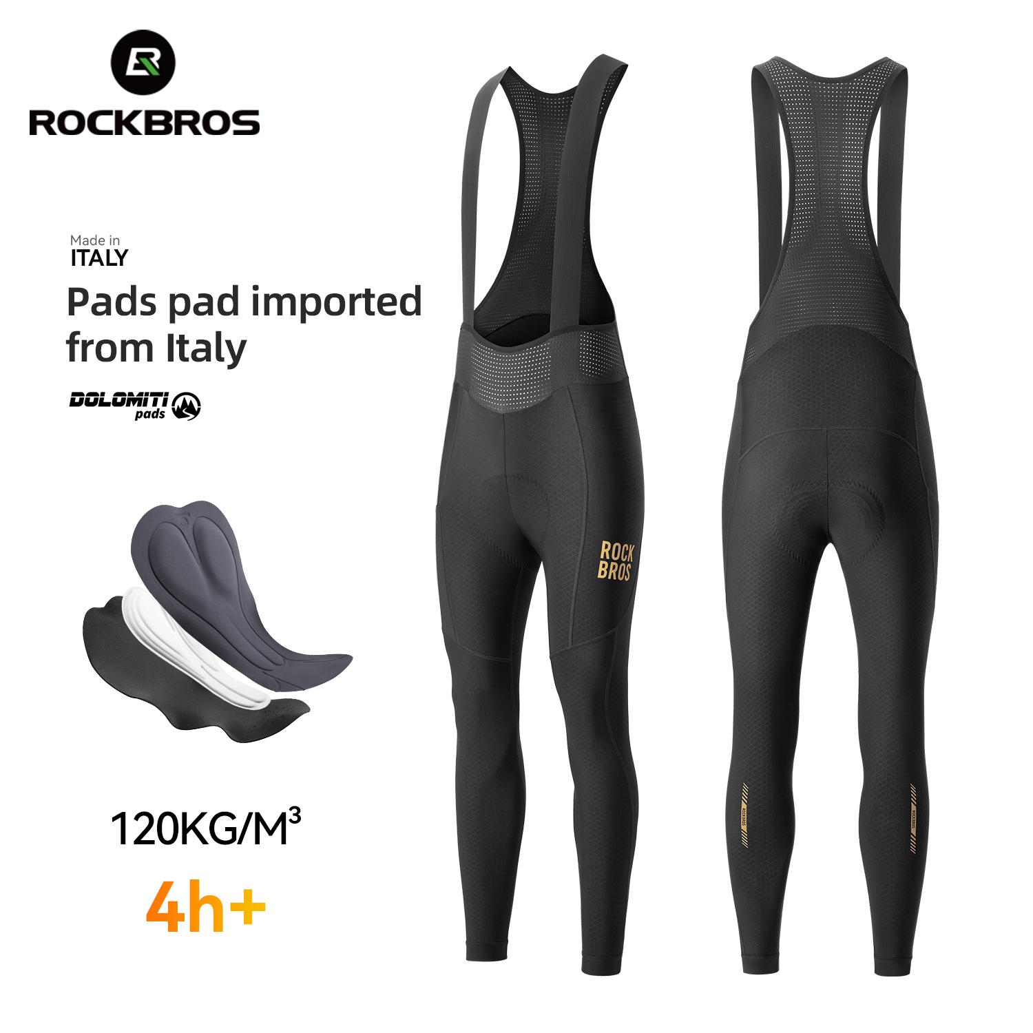 ROCKBROS Winter Cycling Bib Pants Windproof Warm Thermal Fleece Cycling Trousers High Elastic Soft Cushion Pad Men Cycling Pants Asia M (EU S)