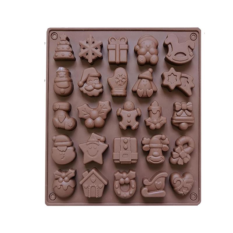 

Christmas Chocolate Mold Xmas Candy Gummy Silicone Mould Jelly Ice Cube Tray Gingerbread Man House Holly Leaf Bell Santa Kitchen